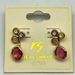 NEW REAL SIMPLE RS pink and gold fashion earrings style# R1256